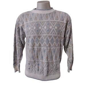 Private Club Sweater XL Mens Vintage Gorp Core Cabin Core Grey Blue Geometric XL